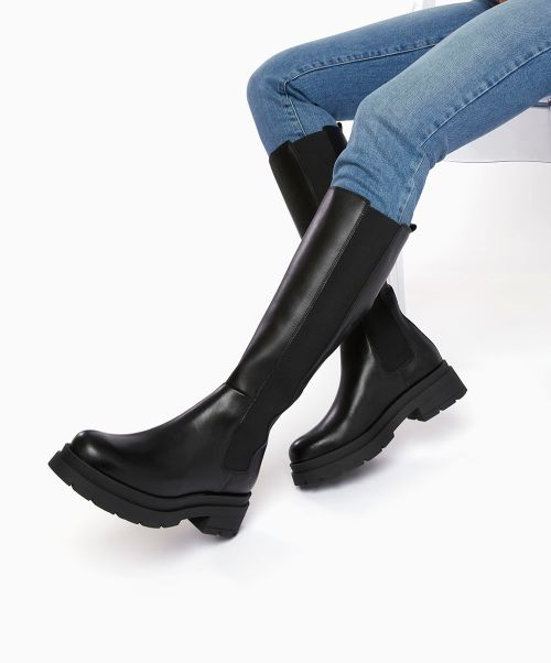 Women Dune London Tempas - Black Knee High Boots