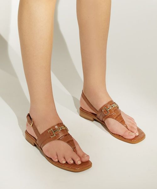 Lexley - Tan Flat Sandals Women Dune London